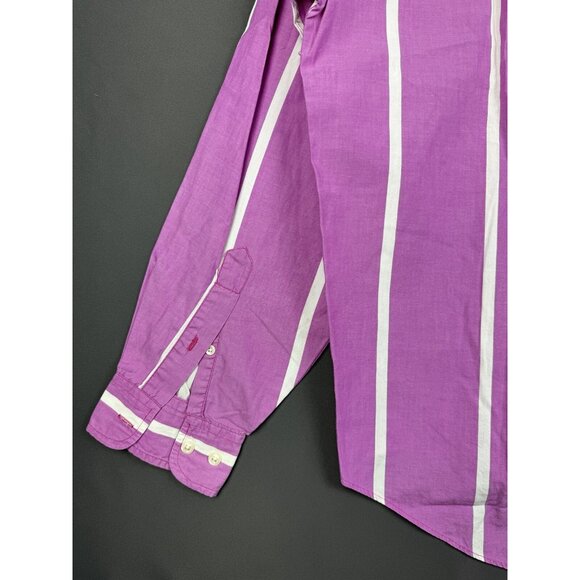 Vintage 90s Nautica Sailing Gear Long Sleeve Button Up Shirt Pink Stripes - Picture 14 of 16